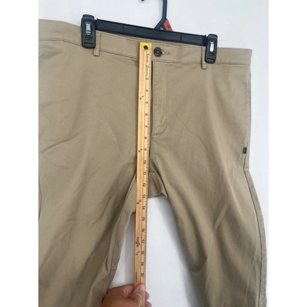 Dennis Chino Pants Mens 36x32 Flat Front Stretch Twill Khaki Tan 078500